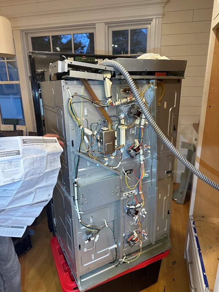 Refrigerator opened for a compressor repair